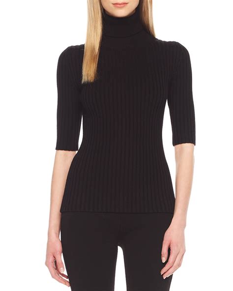 michael kors women's black short sleeve ribbed turtleneck|Michael Kors Turtlenecks for Women .